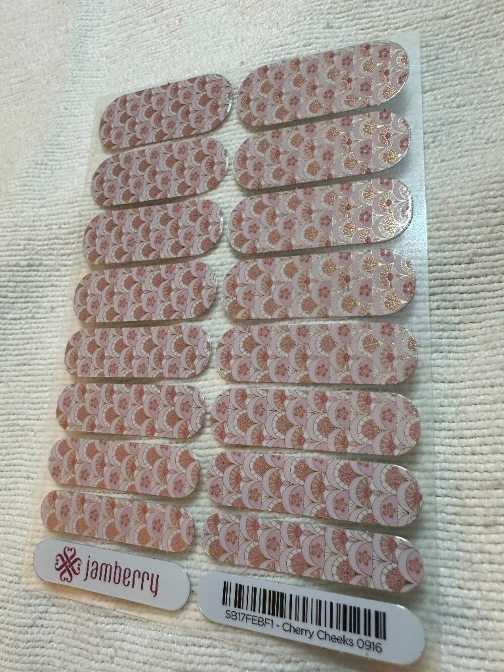 💅Hard to Find Jamberry Nail Wrap, Full Set, Pink Foil-Look, Floral, Art Deco💅